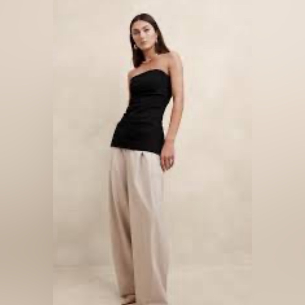 NWT Banana Republic Everywhere Ponte Black Strapless Top Size Large